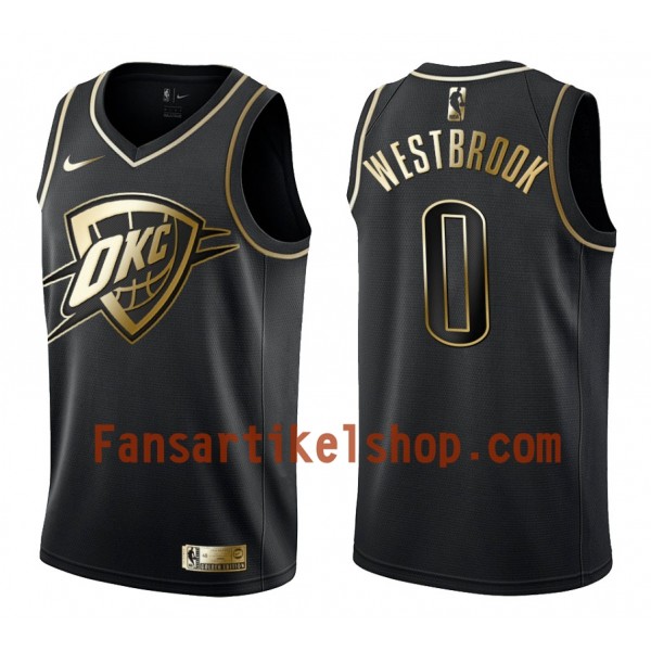 NBA Oklahoma City Thunder Trikot Russell Westbrook 0 Nike Schwarz Golden Edition Swingman - Herren
